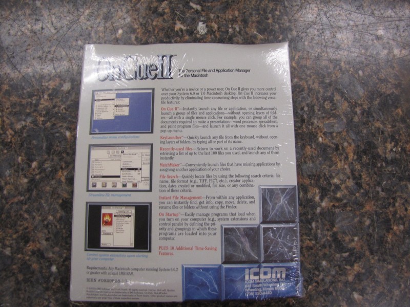 NEW SEALED- ON CUE II -Personal File & Application Manager for MACINTOSH -HM1 gallery