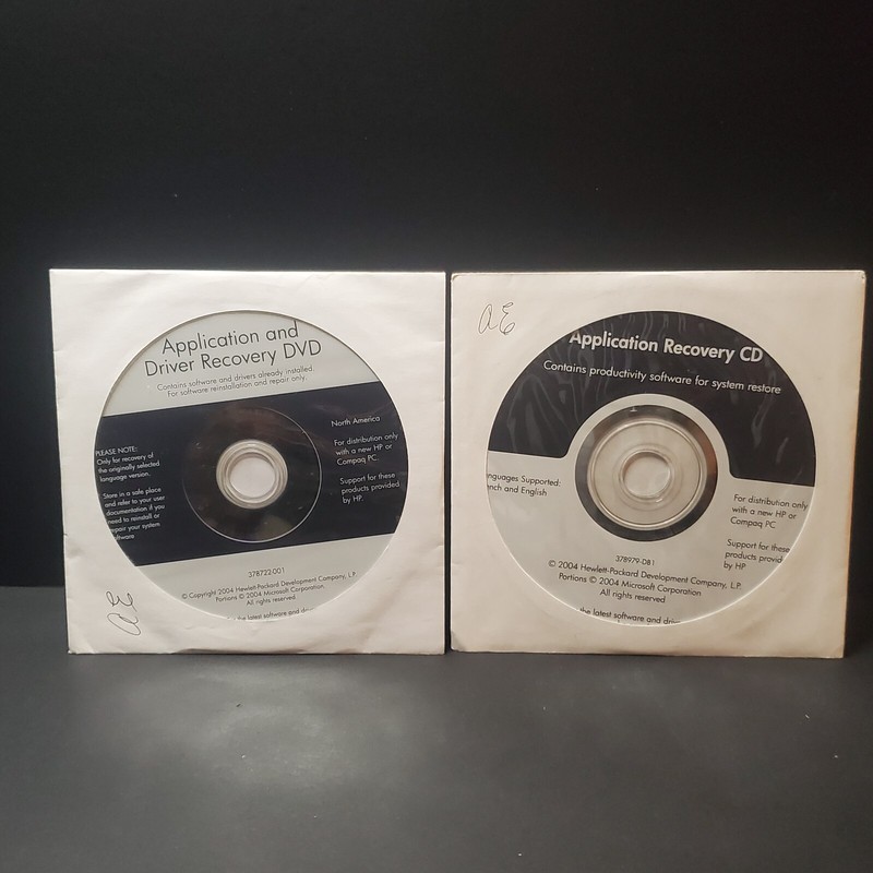 HP Compaq Application Recovery CD and Driver Recovery DVD