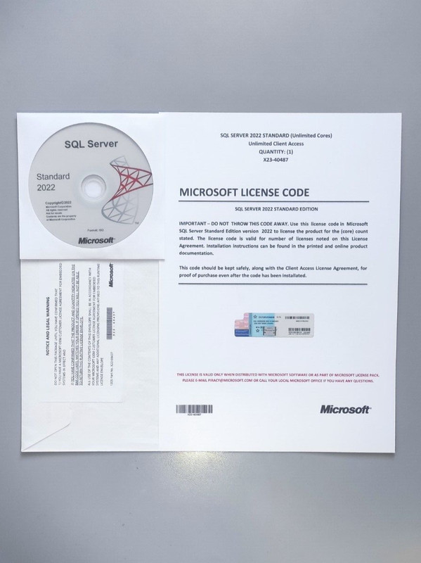 SQL Server 2022 Standard Unlimited Core & Unlimited CALs License & DVD gallery