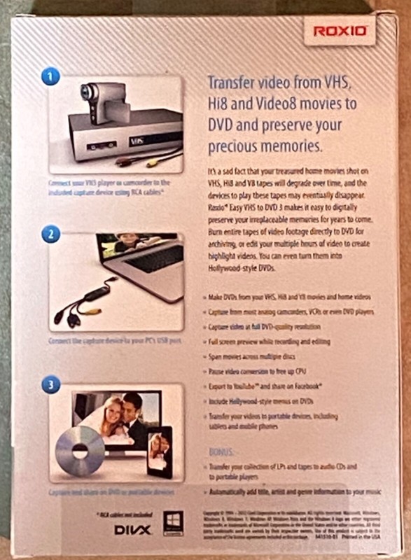 ROXIO Easy VHS to DVD 3 - Convert Old Home Movies, VHS, Tapes To DVD NEW SEALED gallery