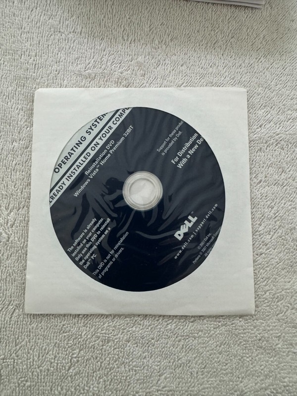 Dell Reinstallation Microsoft Windows Vista Home Premium 32bit NO PRODUCT KEY!!