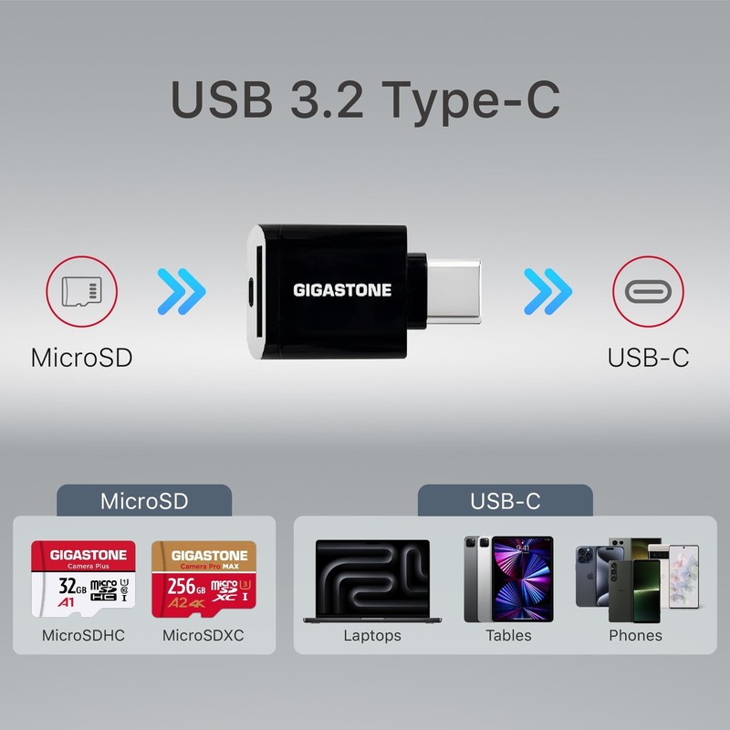 [5-Yrs Free Data Recovery] GIGASTONE 256GB Micro SD Card with USB 3.2 Type C ... gallery