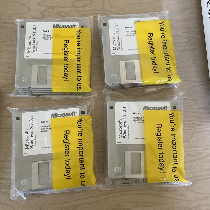 Vtg Microsoft Operating System Windows NT Version 3.1 Disks Some Sealed Packs gallery