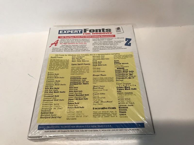 Expert Fonts for Windows computer program 1993 gallery