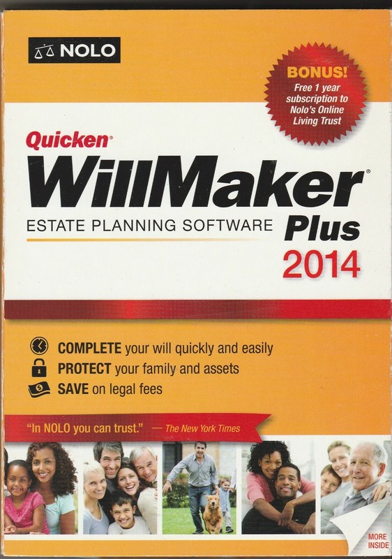 Quicken WillMaker Plus 2014 by Nolo ~ Windows XP/Vista/7/8 ~ CD-ROM
