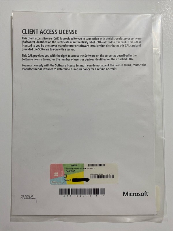 Windows Server 2019 – 10 DEVICE Client Access License CAL (not RDS) FOR DELL EMC