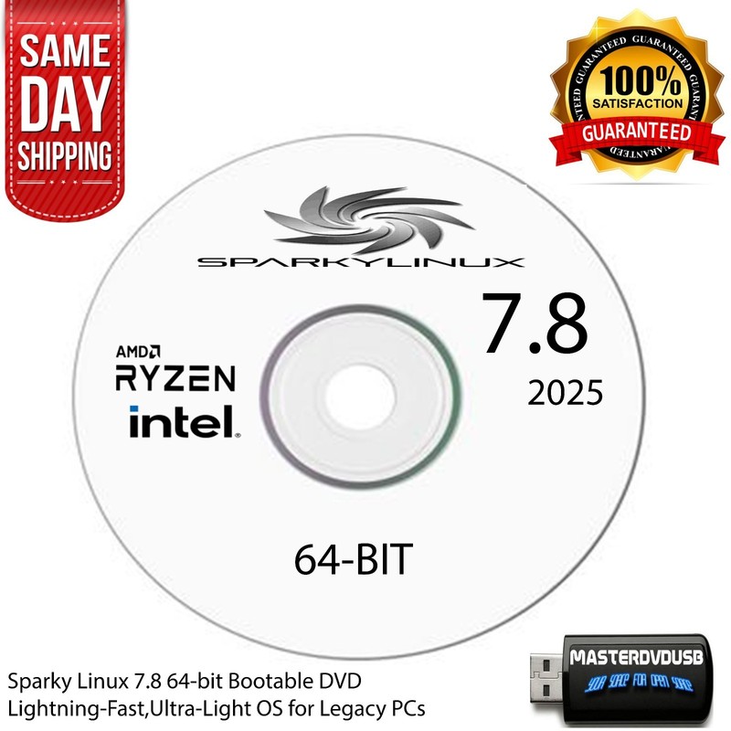 ⚡ SparkyLinux 7.8 64‑Bit Bootable DVD – Ultra‑Light Debian OS for Legacy PCs