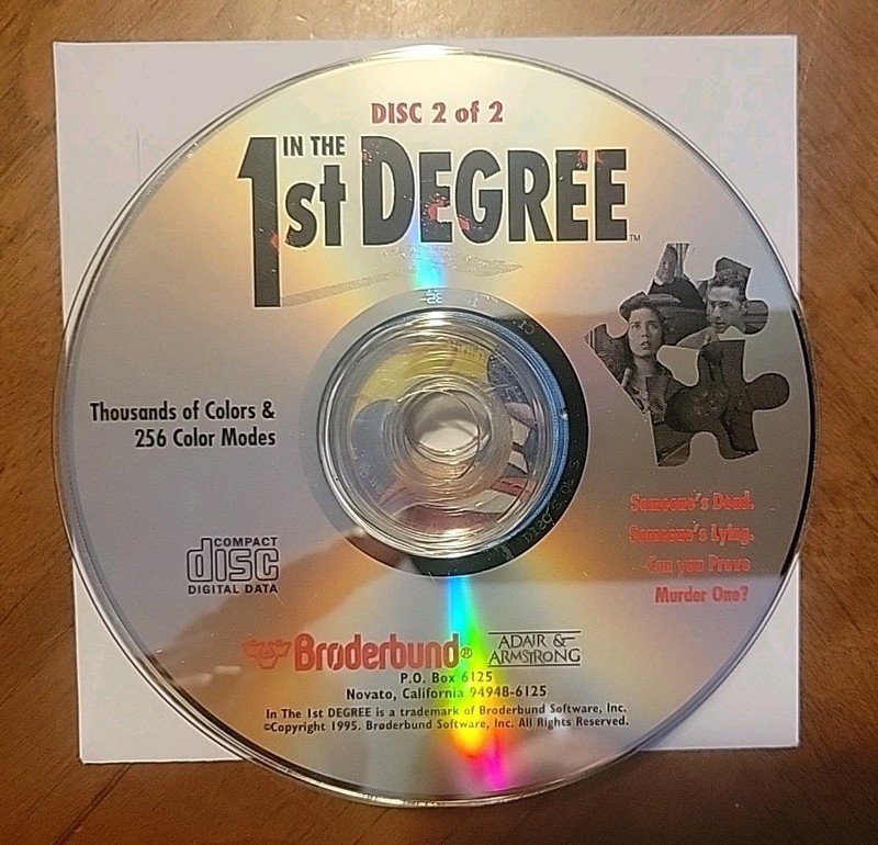 Brøderbund – In The 1st Degree PC CD Rom 1995) – Replacement Disc 2 – Loose