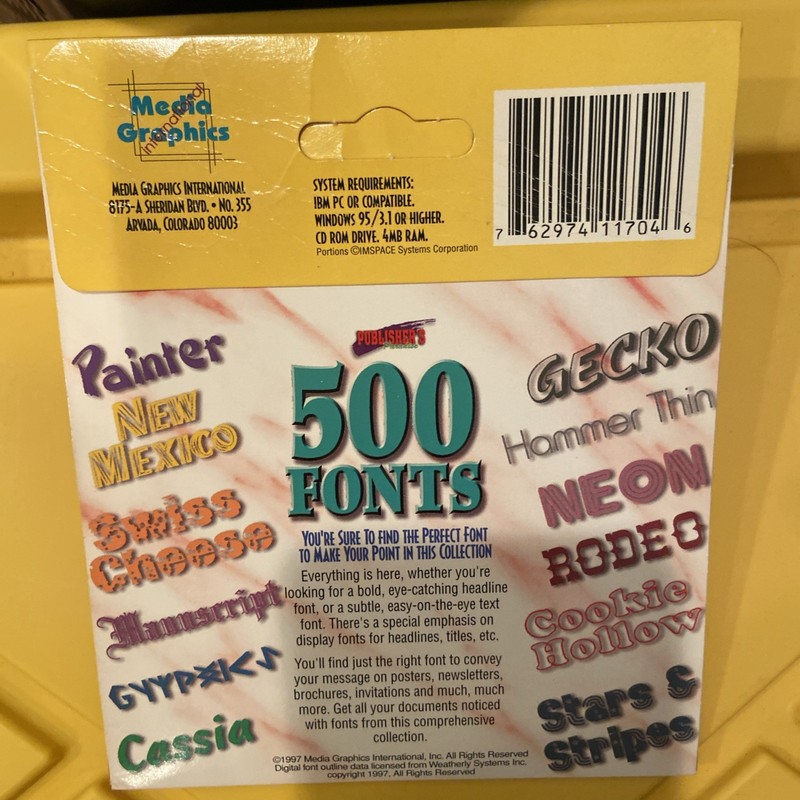 500 Fonts Vintage CD-ROM -1997 Media Graphics International -High Impact Fonts! gallery