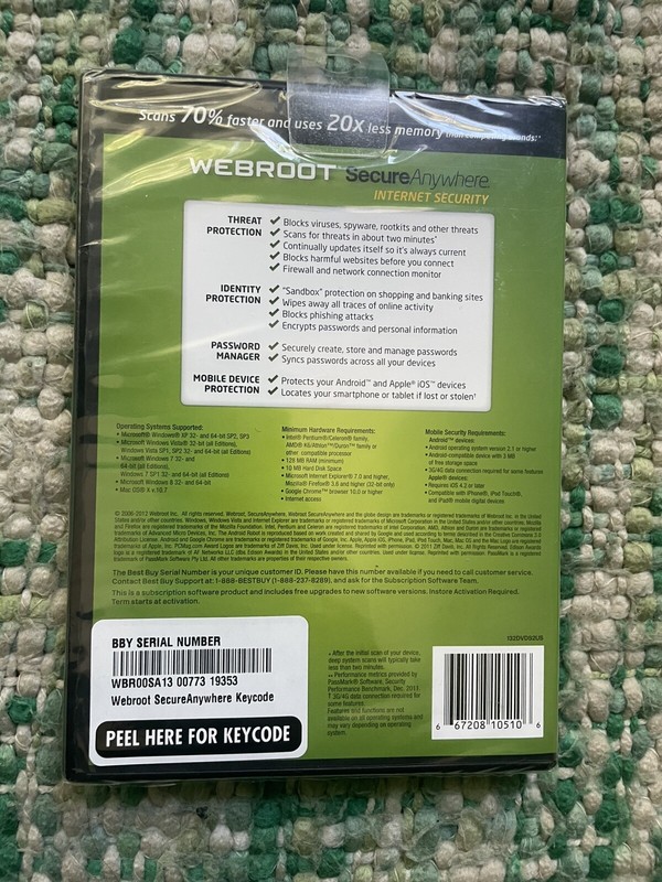 Webroot Secure Anywhere Internet Security WINDOWS 8 Compatible PC Mac or Mobile gallery