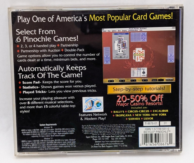 Bicycle Pinochle PC CD-ROM Windows 95 98 2000 Vista ME XP Expert Software TESTED gallery