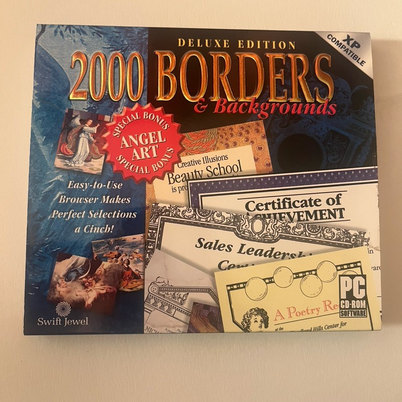 2000 Borders & Backgrounds Deluxe Edition PC CD-ROM Windows 98 XP Compatible