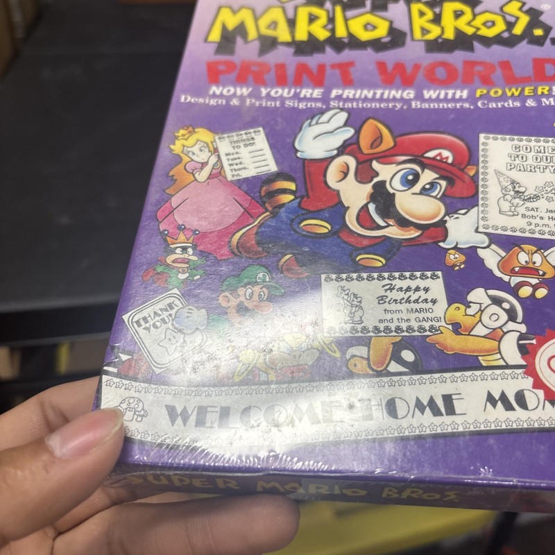NEW RARE Super Mario Bros Print World IBM Tandy 5.25" Disk Big Box Nintendo 1991 gallery