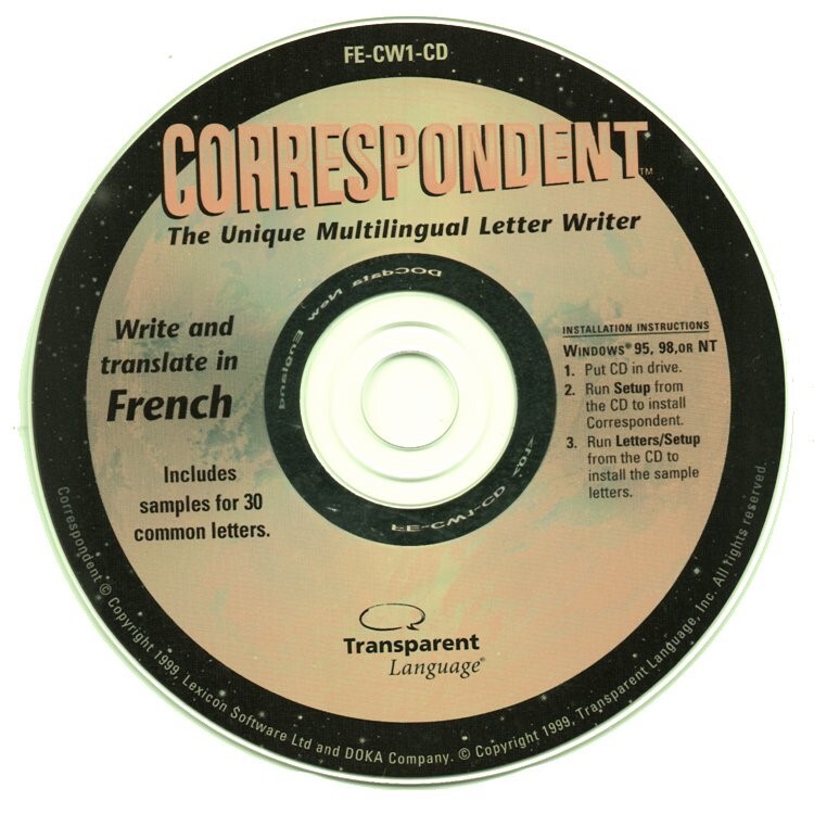 Correspondent – Write and Translate in French PC-CD Windows – NEW CD in SLEEVE