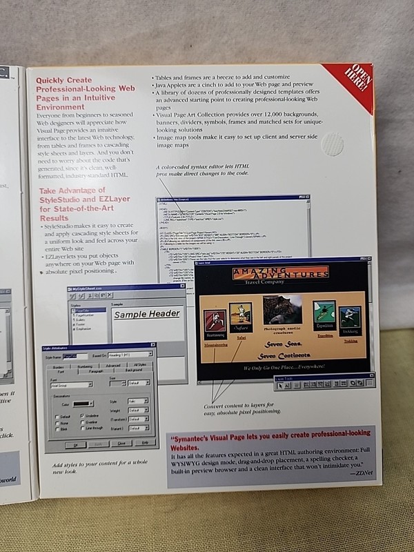 Symantec Visual Page PC CD Windows 95 New In Box Software Web Page Builder Seal gallery