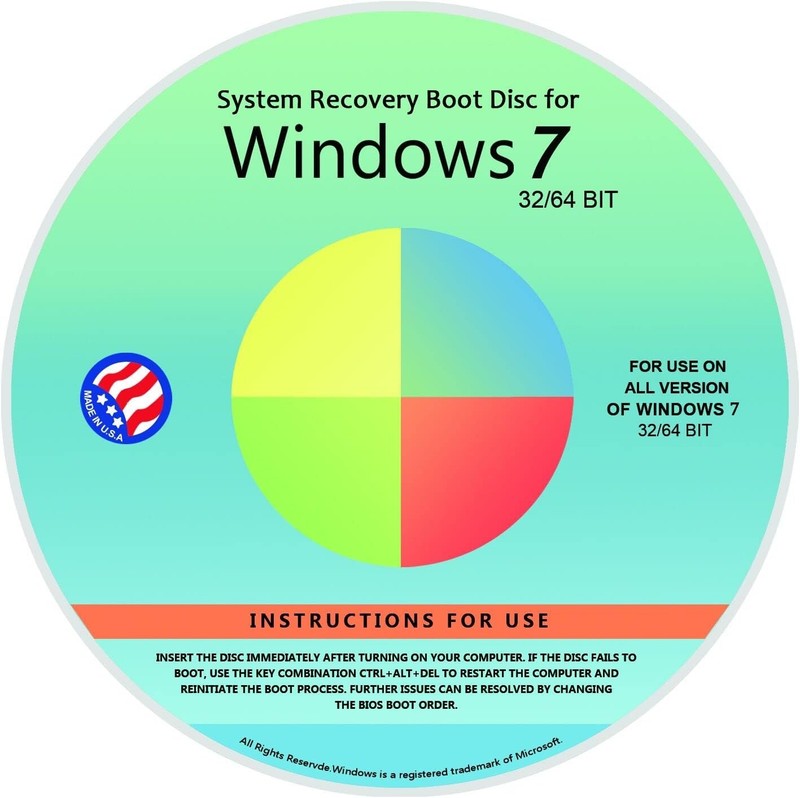 Windows 7 Repair Disc Reinstall DVD 32 64 Bit Recovery Boot