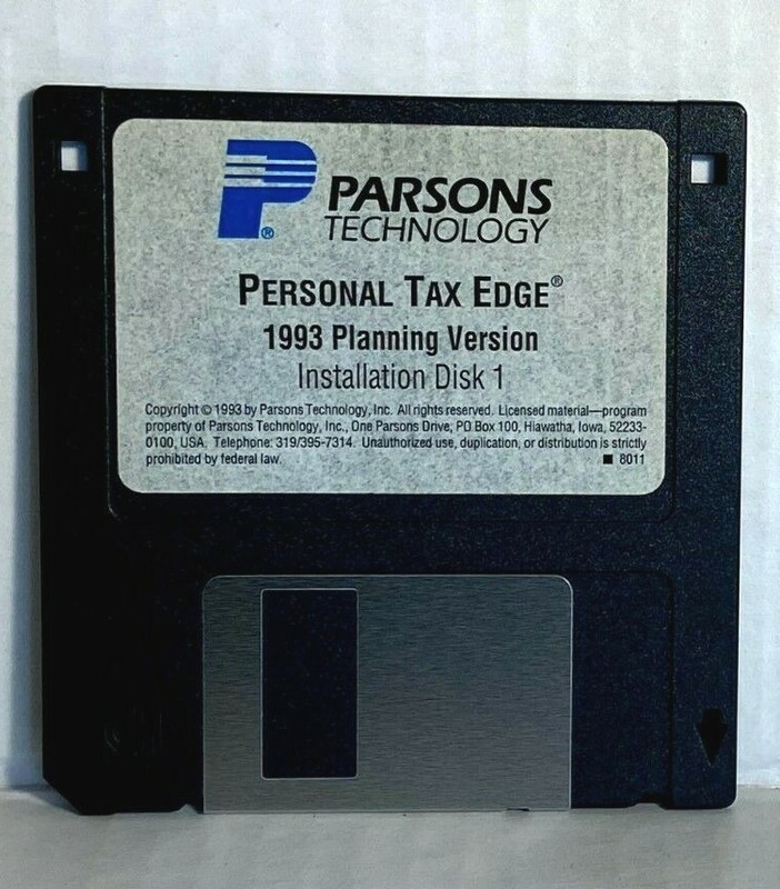 Parsons ® Technology Personal Tax Edge- Windows Disc 1&2--3.5" Floppy 1993-LIL-A gallery