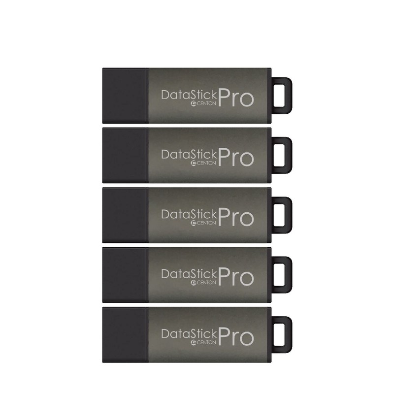 Centon DataStick Pro USB 3.0 Flash Drive 128GB x 5, Charcoal Metallic (S1B-U3...