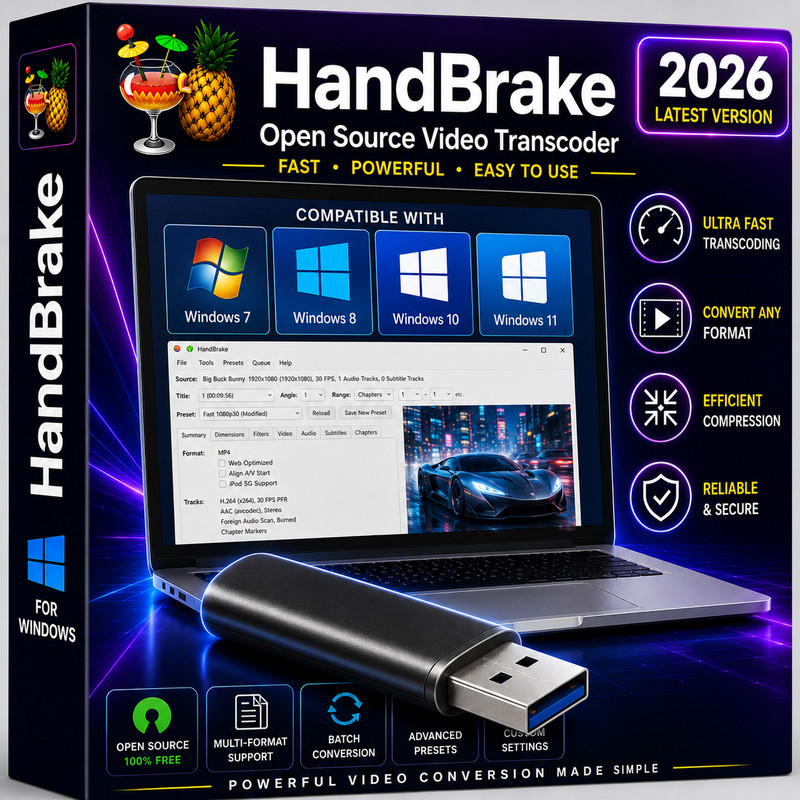 HandBrake 2026 Video Converter Software – Transcode Compress & Rip ~ Windows