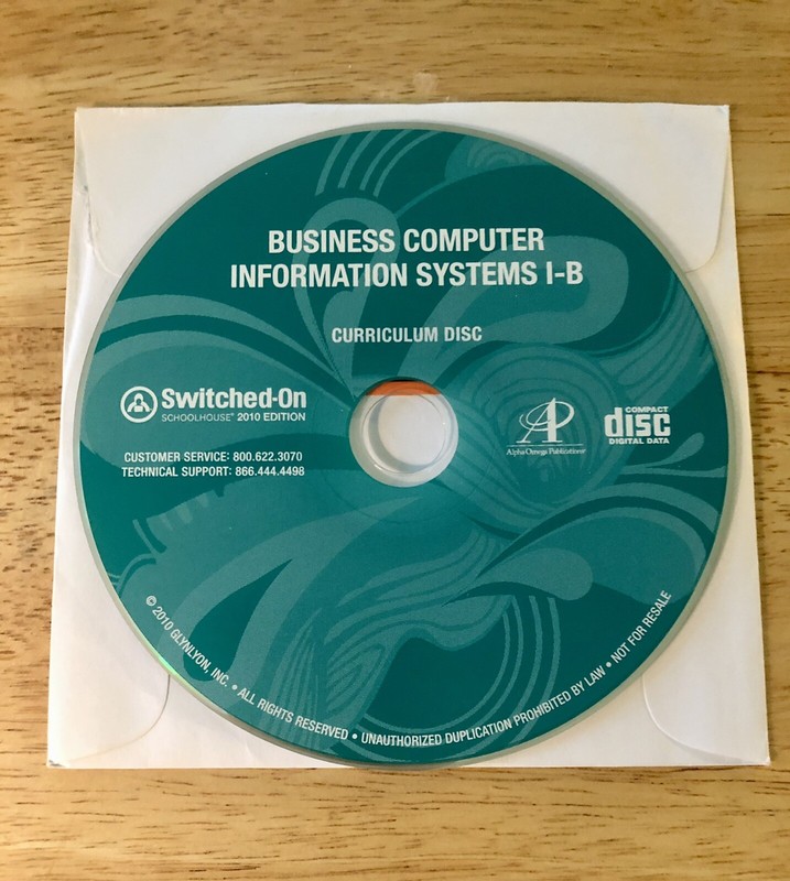 Alpha Omega Switched On Schoolhouse Business Computer Information Systems CD