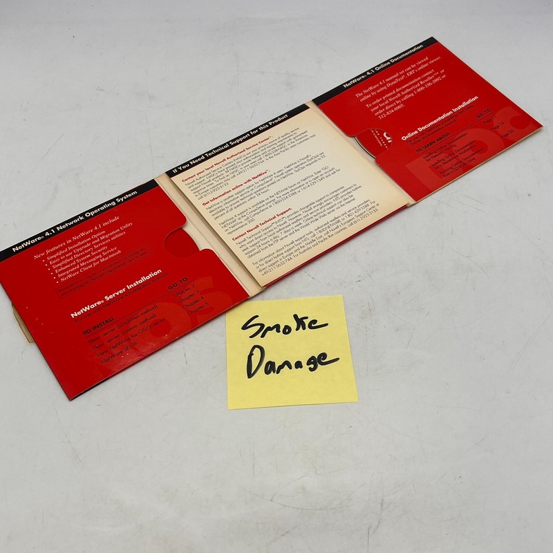 * CASE SMOKE DAMAGE * PHOTOS NOVELL NETWARE 4.1 WITH CDS AND DISK FLOPPY gallery