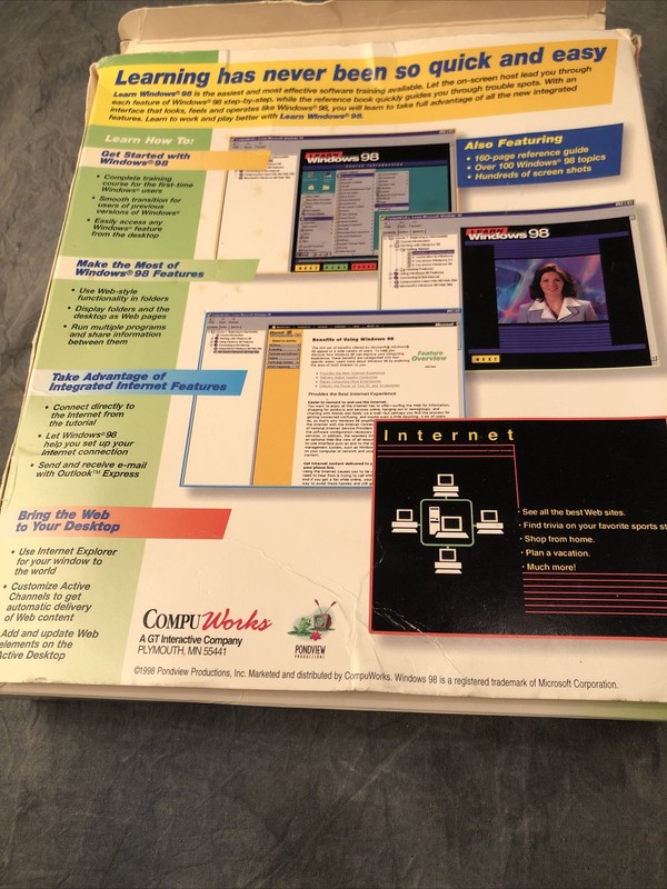 Microsoft Office 98 CD ROM Compu Works Learn Beginning to Intermediate Open Box gallery