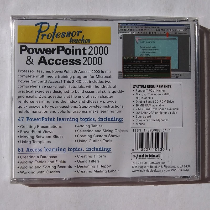 Professor Teaches Windows Word Excel PowerPoint Access 2000 Training CDs Set gallery