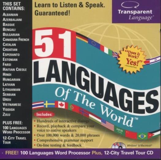 51 Languages Of The World PC MAC CD learn Japanese Hindi Hebrew Korean Yiddish +