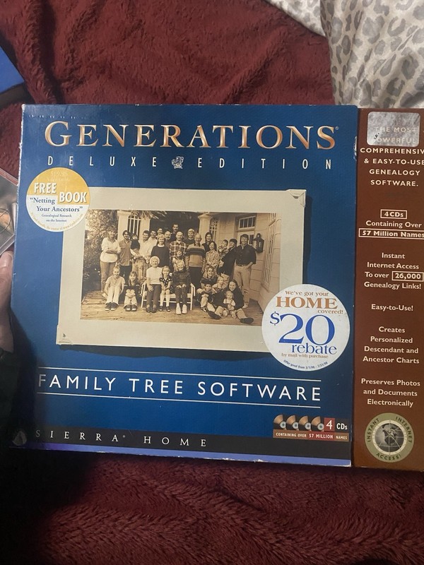 Sierra Home Generations Deluxe Edition Genealogy Software CD