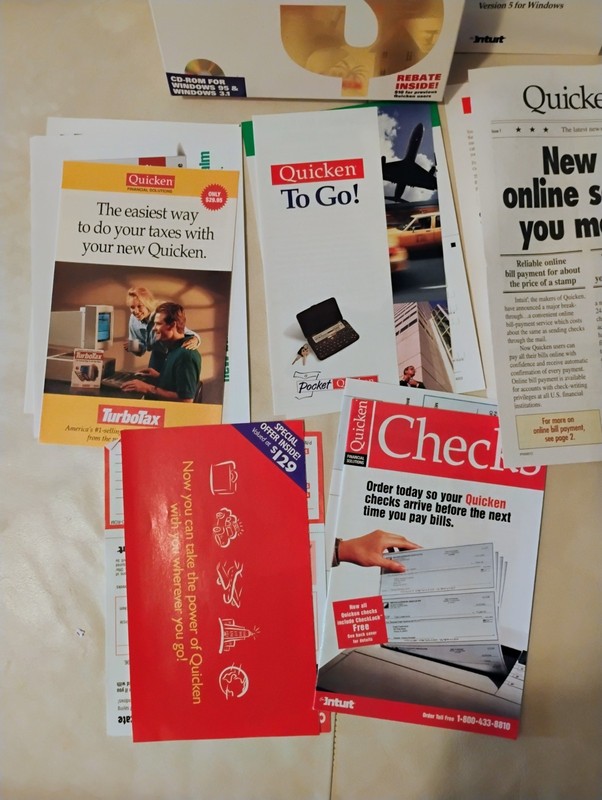 open box Vintage Quicken Deluxe for Window 95 cd-rom Intuit 1994 gallery
