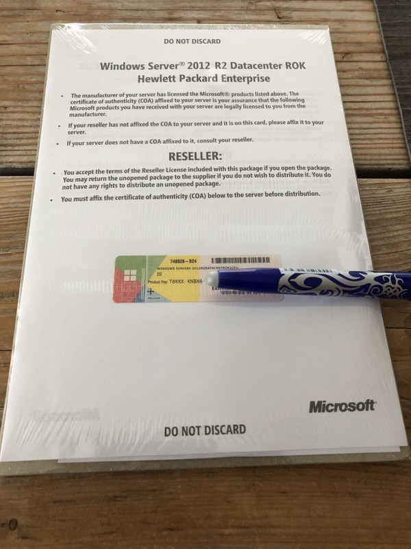 Windows Server Datacenter 2012 R2 / 2CPU / HP ROK MUI, full version, VAT invoice
