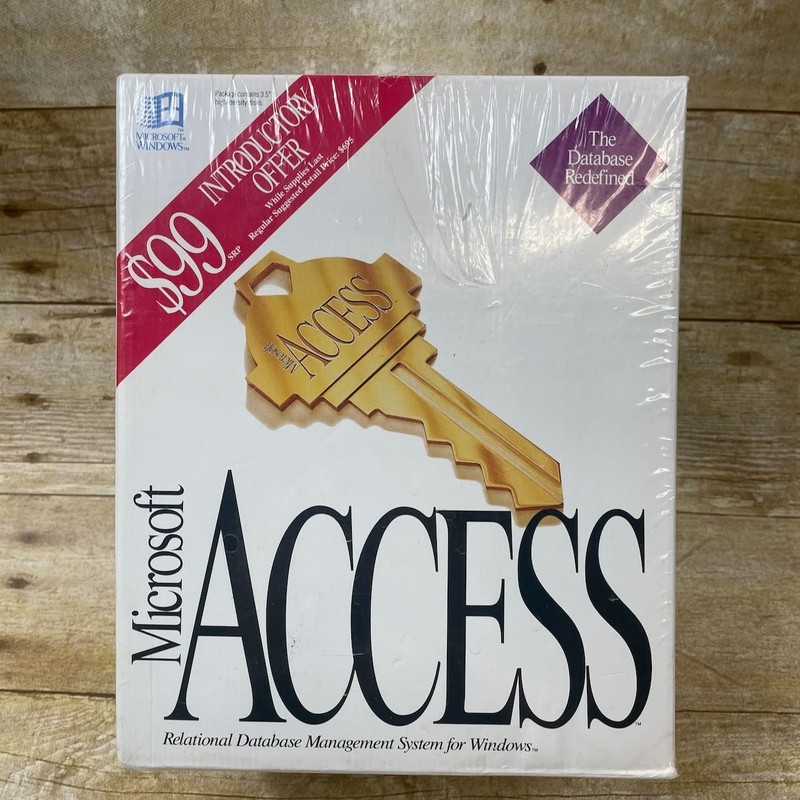 Microsoft Access Database Software v1.0 3.5 floppy disks 1992 DBMS New SEALED
