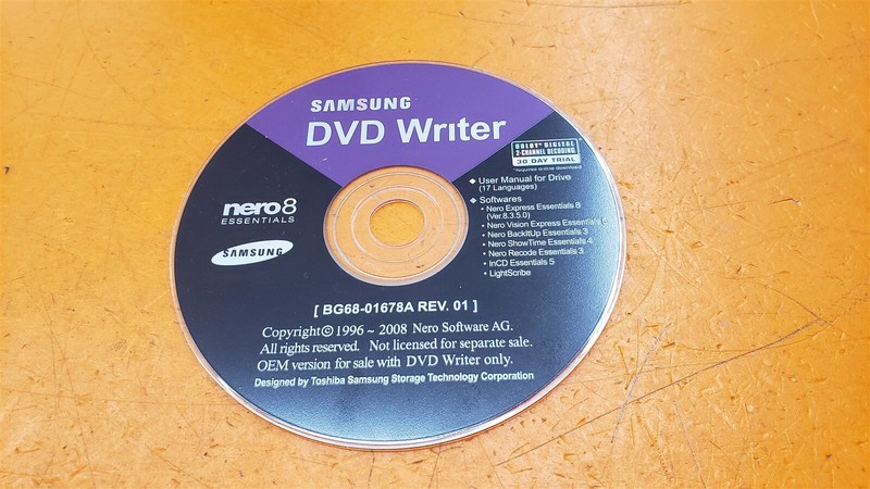 ⭐️⭐️⭐️⭐️⭐️ Nero 8 Samsung DVD Writer PC Software Disc 1996-2008