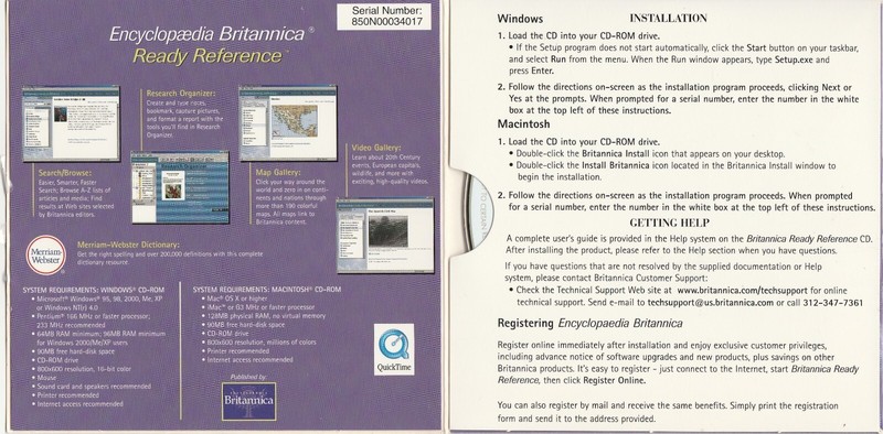 Encyclopedia Britannica CD-Rom for Windows 95/98/2000/Me/XP/NT & Mac OS X/iMac gallery