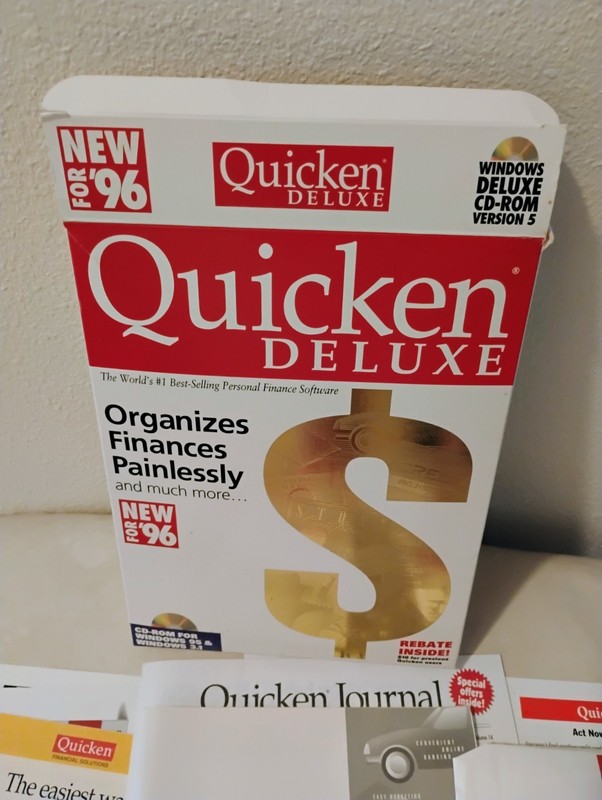 open box Vintage Quicken Deluxe for Window 95 cd-rom Intuit 1994 gallery