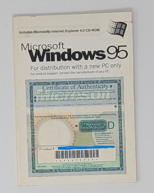 Microsoft Windows 95 English Manual Only & Product Key NO DISC