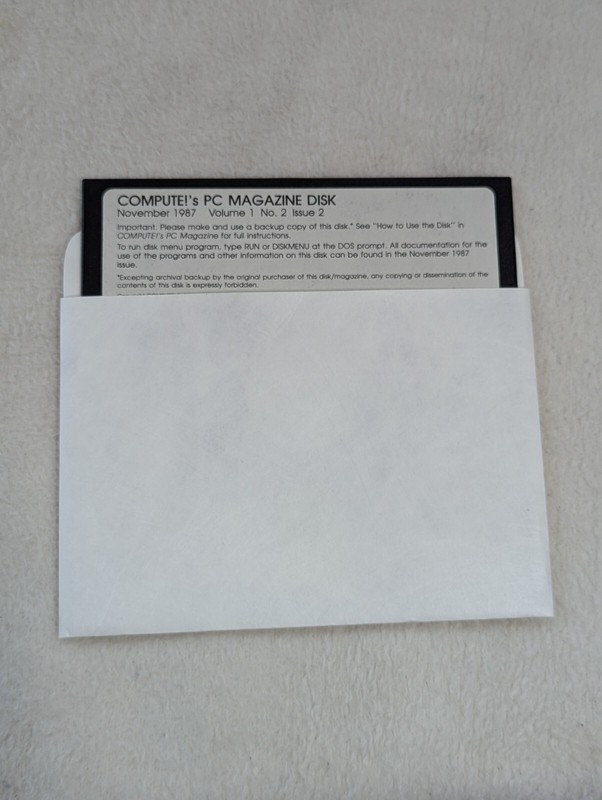 Compute!’s PC Magazine 5.25″ Floppy Disk – November 1987 Volume 1 No. 2 Issue 2