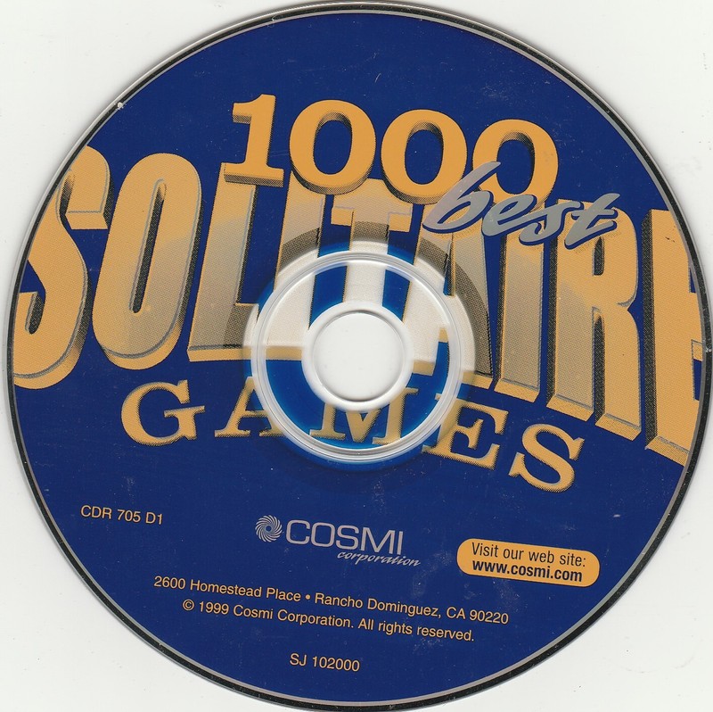 1000 Best Solitaire Games PC CD-Rom Game by Cosmi for Windows 95