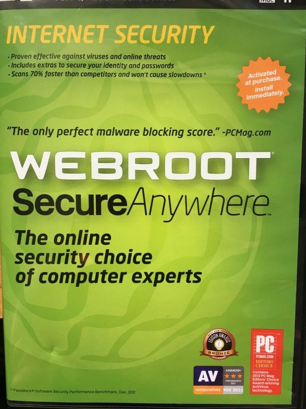 Webroot Secure Anywhere Internet Security WINDOWS 8 Compatible PC Mac or Mobile