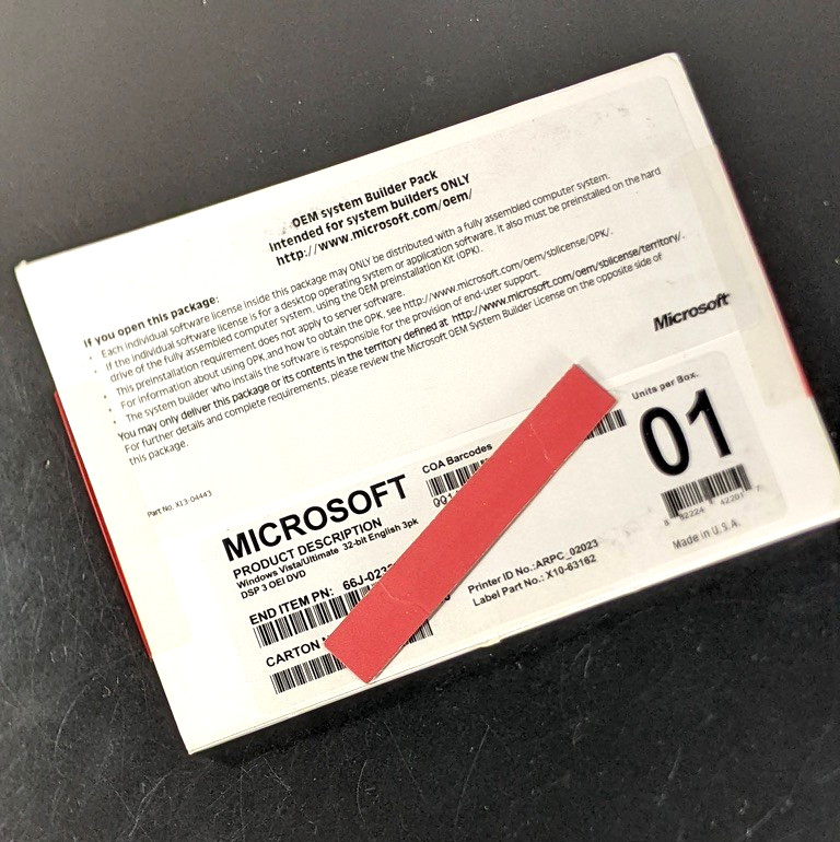Microsoft Windows Vista Ultimate SP1 32-bit English 3PK DSP 3 OEI DVD – SEALED!