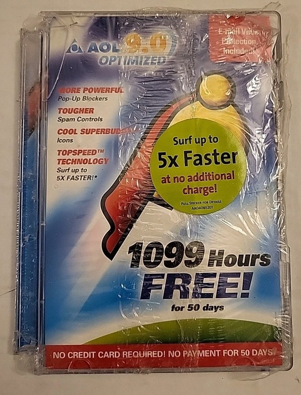 AOL 9.0 Optimized Software New Sealed CD-Rom Vintage 1990s