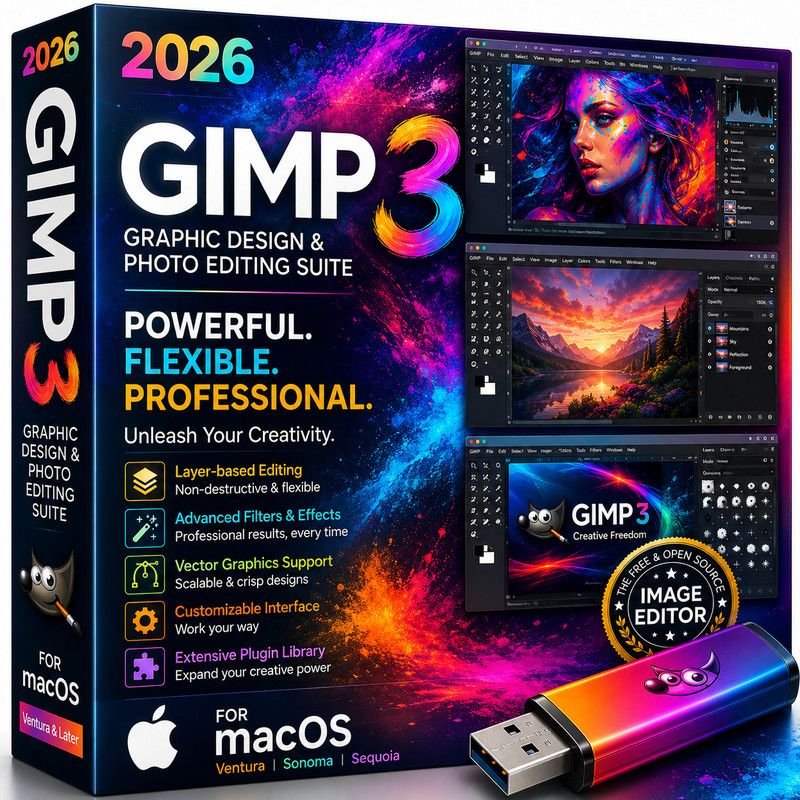 GIMP 3.2.4 (2026) Pro Graphic Design – Image Editing Software Program ~ MAC OS