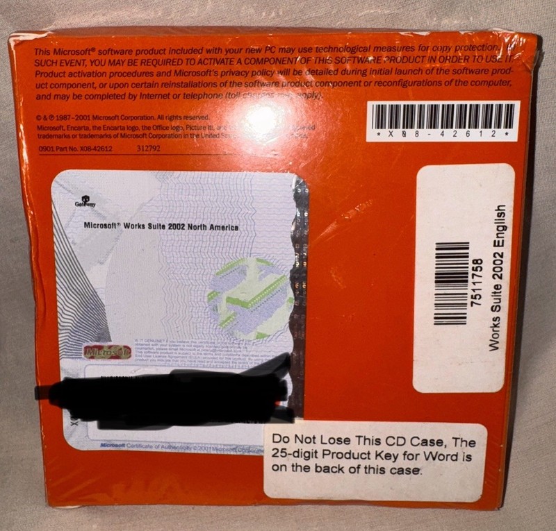 Microsoft Works Suite 2002 Sealed Software Box PC Word Encarta Picture It New gallery