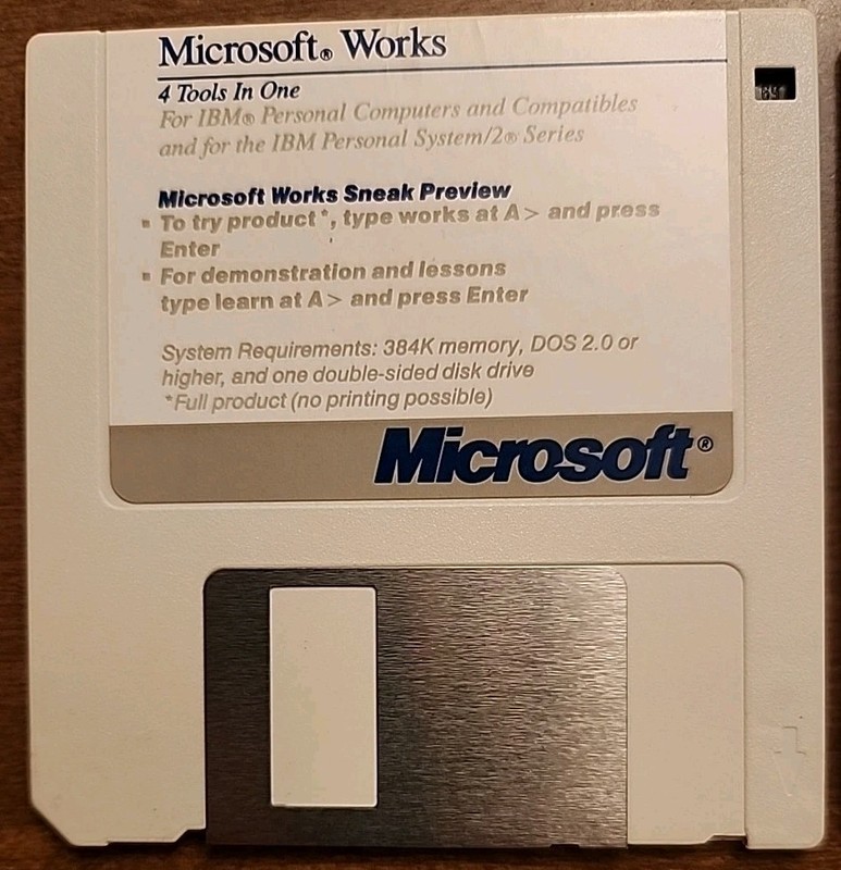 Microsoft Works 4 Tools In One Setup Utilities Help Printer 3.5" Disks IBM DOS gallery