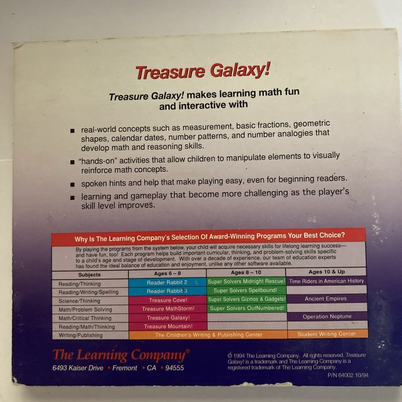 The Learning Company Treasure Galaxy! CD Ages 5-9 Win/Mac English gallery