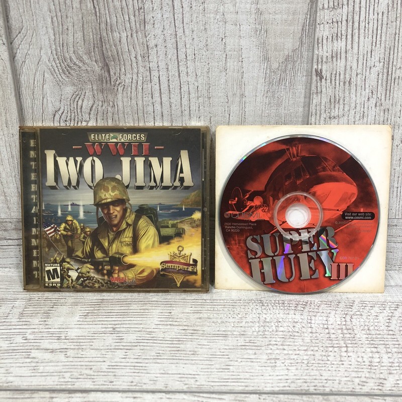 Lot Of 2 - Elite Forces IWO JIMA & Super Huey iii PC CD-ROM ValuSoft Cosmi Games