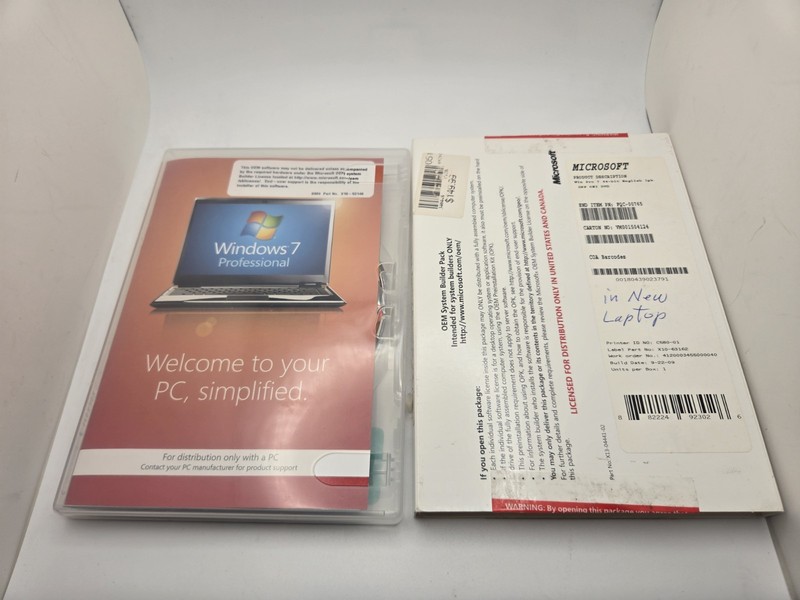Windows ultimate professional OEM software DVD has product key. Not shown in pic
