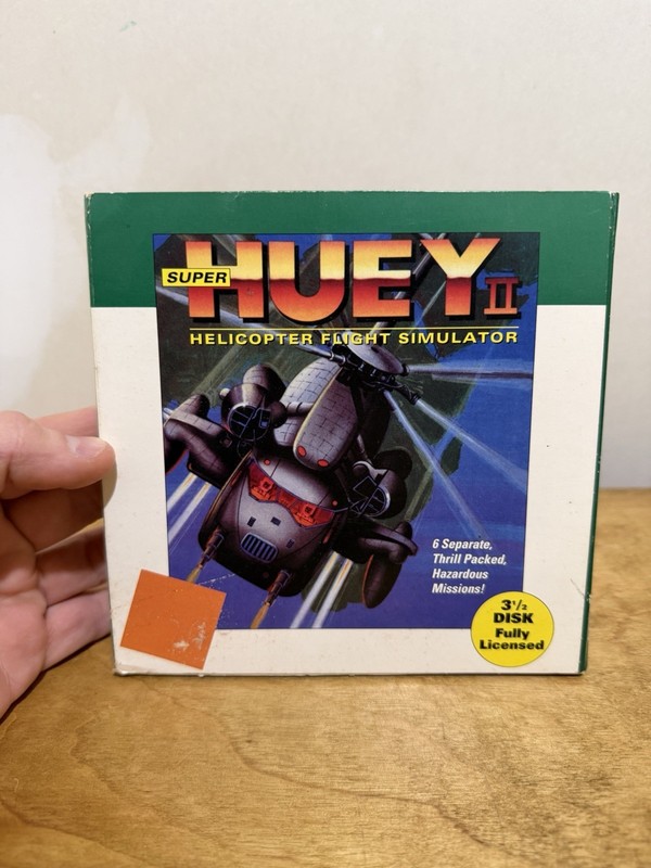 Super Huey II Helicopter Flight Simulator Celery Software 3 1/2” Disk IBM DOS