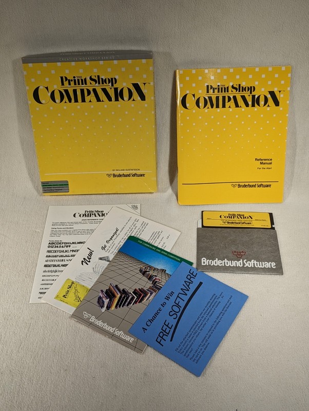 Vtg The Print Shop Companion Atari 800XL 1200XL 130XE 65XE 5.25″ Floppy Big Box