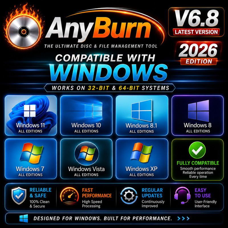 AnyBurn 2026 V 6.8 DVD CD & DVD Burning Software ~ Iso File / Writing ~ DVD ~ gallery